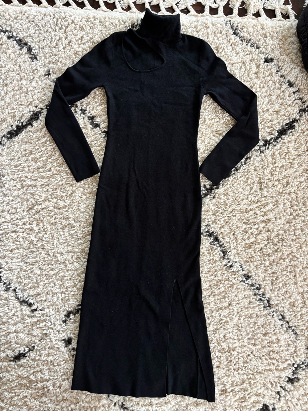 Forever 21 Black Long Sleeve Turtleneck Midi Dress